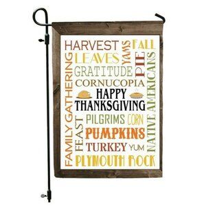 HAPPY THANKSGIVING Double Sided Garden Flag - Holiday Tile Word Art NEW 12 x 18